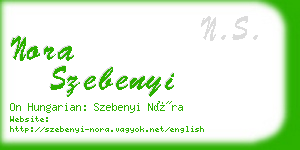 nora szebenyi business card